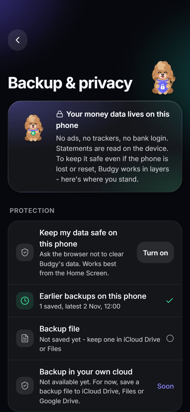 Backup & privacy: Your data, in layers of safety.