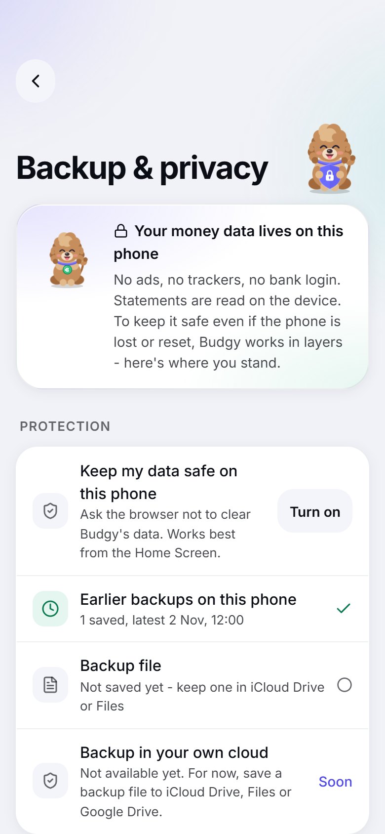 Backup & privacy: Your data, in layers of safety.