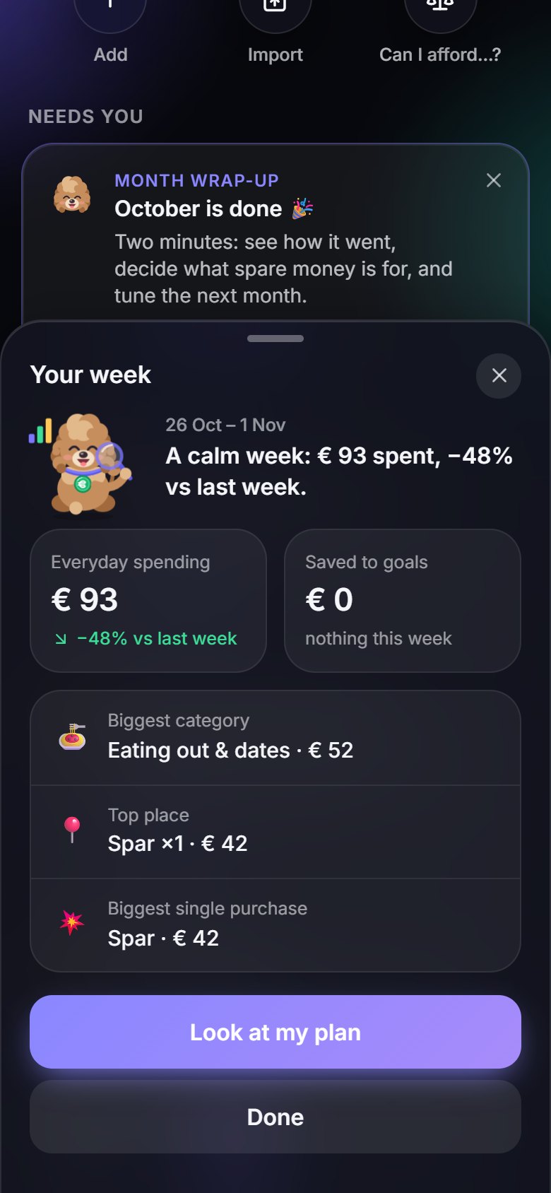 Weekly recap: A quick look back on your week.