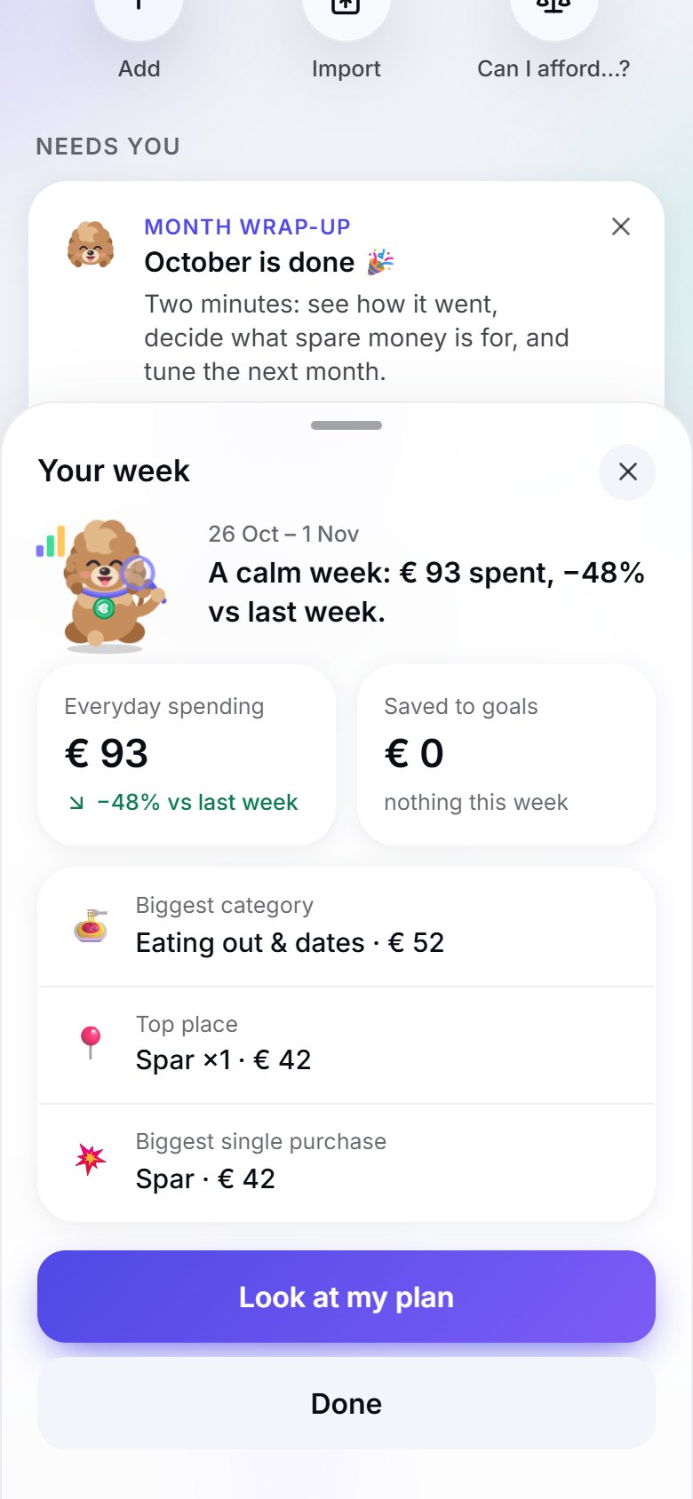 Weekly recap: A quick look back on your week.